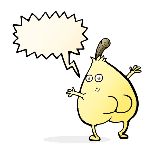 En fin päron tecknad med tal bubbla — Stock vektor