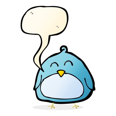 Konuşma baloncuklu komik çizgi film kuşu