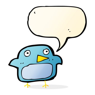 çizgi film mavi kuş ile konuşma balonu