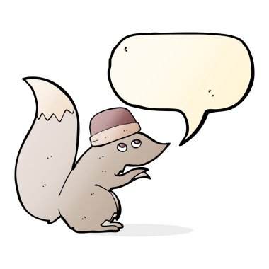 çizgi film sincap konuşma balonu ile şapka