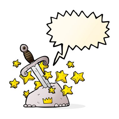 çizgi film sihirli kılıç taş ile konuşma balonu