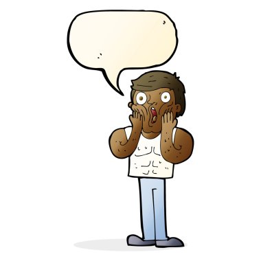 karikatür şok edici konuşma balonuyla jimnastikçi