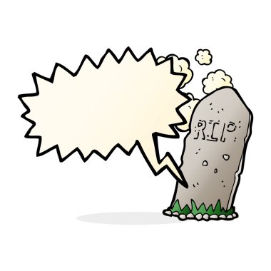 Konuşma baloncuklu ürkütücü karikatür mezarı
