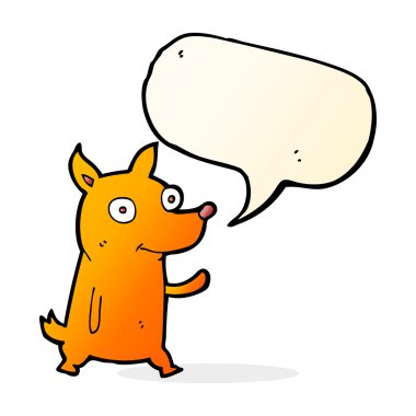 çizgi film küçük köpek konuşma balonuyla el sallıyor