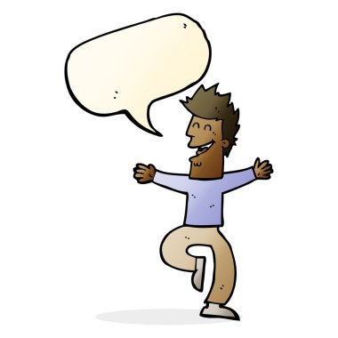 Konuşma balonlu gülen adam.