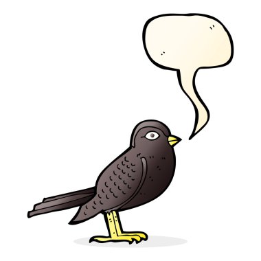 Konuşma baloncuklu çizgi film kuşu.