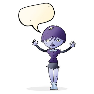 Konuşma baloncuğu olan vampir kız.