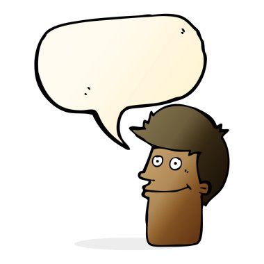 Konuşma balonlu gülümseyen adam.