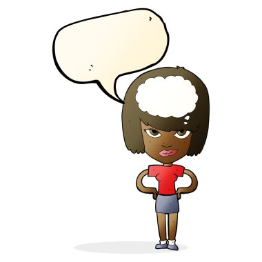 çizgi film kadın konuşma balonu ile düşünme