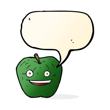 karikatür apple ile konuşma balonu