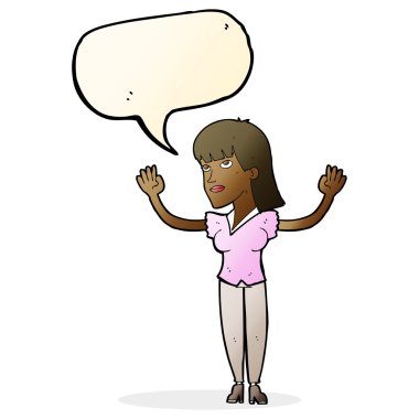 çizgi film kadın el konuşma balonu ile hava atma