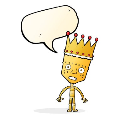 çizgi film robot konuşma balonu ile taç ile