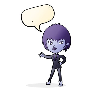 Konuşma baloncuğu olan vampir kız.