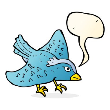 Konuşma baloncuklu çizgi film kuşu.