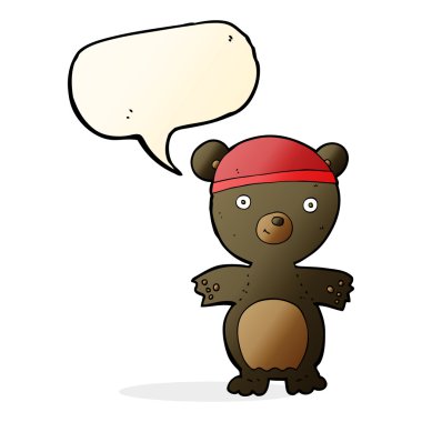 sevimli siyah ayı konuşma balonu ile çizgi film