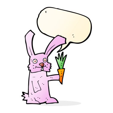 karikatür tavşan havuç ile konuşma balonu ile