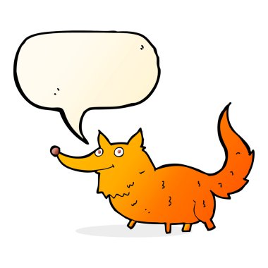 Konuşma baloncuğu olan küçük bir köpek.