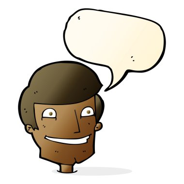 Çizgi filmdeki sırıtan adam konuşma balonuyla