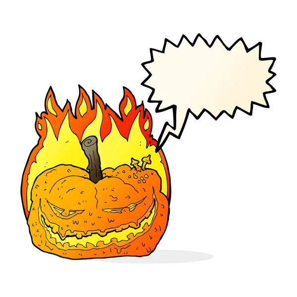 Calabaza de Halloween de dibujos animados con burbuja de habla — Vector de stock