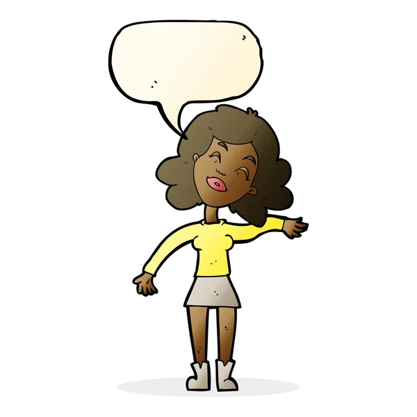 Cartoon woman only joking with speech bubble — Stock Vector