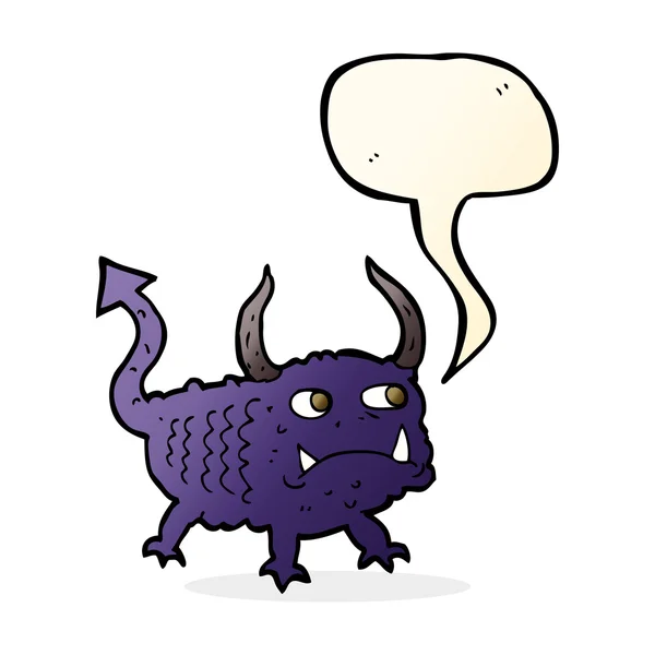 Cartoon little demon with speech bubble — Stock Vector