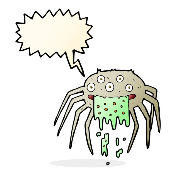 Dessin animé brut halloween araignée avec bulle de parole — Image vectorielle