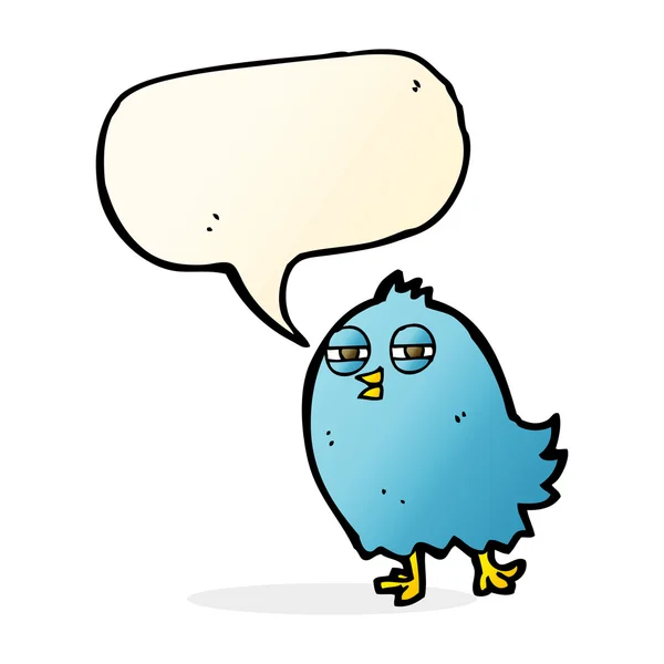 Funny cartoon bird with speech bubble — Stock Vector