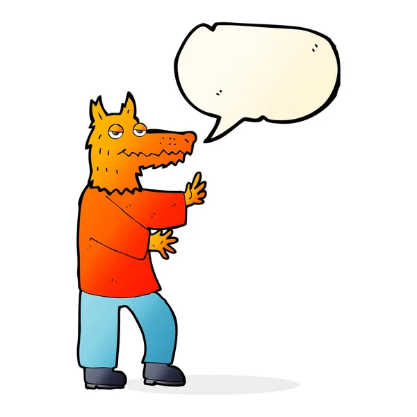 Cartoon fox met tekstballon — Stockvector