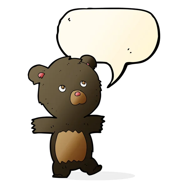 Kreskówka ładny czarny niedźwiedź z dymek — Wektor stockowy