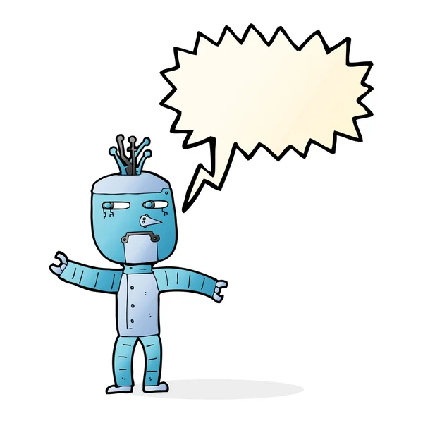 Cartoon robot met spraakbel — Stockvector