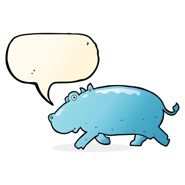 Hipopótamo de dibujos animados con burbuja del habla — Archivo Imágenes Vectoriales