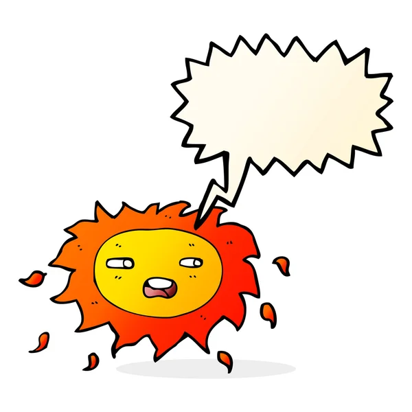 Cartoon sad sun with speech bubble — Stock Vector