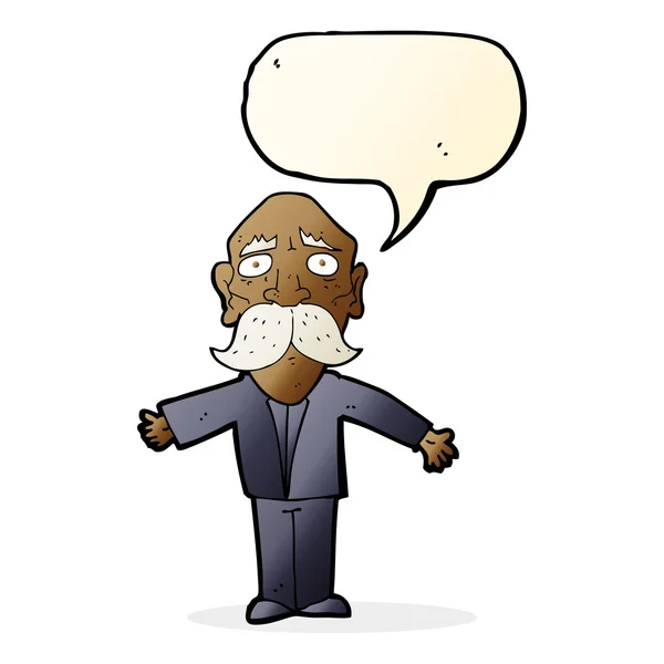 Karikatur enttäuscht alten Mann mit Sprechblase — Stockvektor