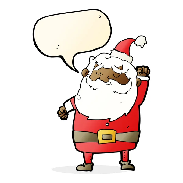 Cartoon santa claus punching air with speech bubble — Stock Vector