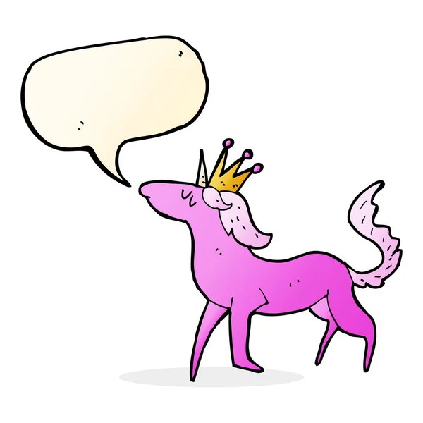 Cartoon unicorn with speech bubble — Stock Vector