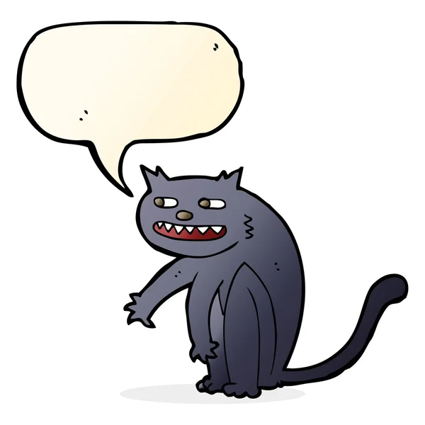 Мультяшный чёрный кот с пузырём речи — стоковый вектор