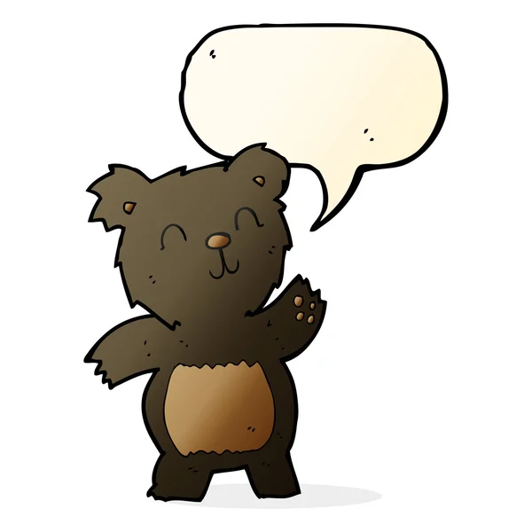 Urso preto dos desenhos animados com bolha de fala —  Vetores de Stock