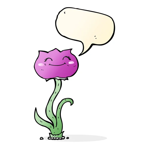 Flor de dibujos animados con burbuja de habla — Vector de stock