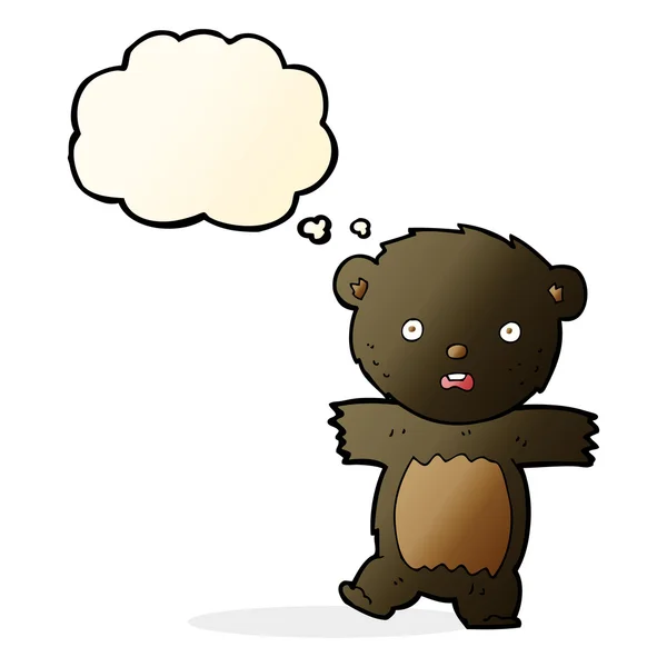 Karikatur schockiert Schwarzbärenjunges mit Sprechblase — Stockvektor