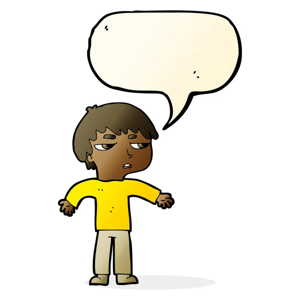 Dibujos animados niño molesto con burbuja del habla — Archivo Imágenes Vectoriales