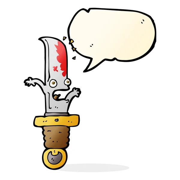 Kreslený vystrašený nůž s bublinou řeči — Stockový vektor