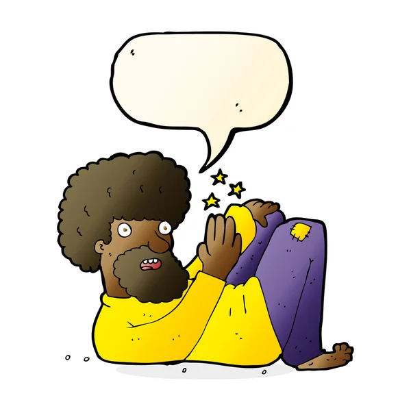 Cartoon hippie man met spraakbel — Stockvector
