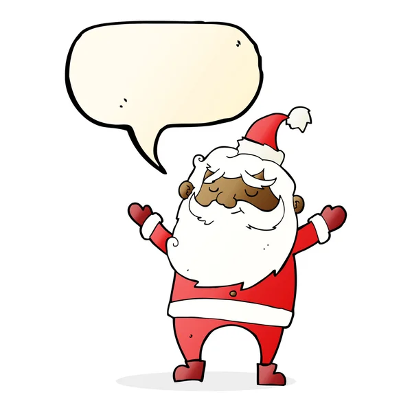 Cartone animato felice Babbo Natale con bolla discorso — Vettoriale Stock
