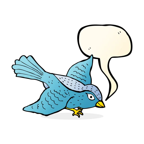 Pássaro voador de desenhos animados com bolha de fala —  Vetores de Stock