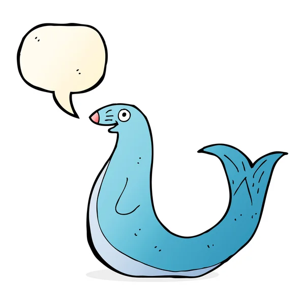 Cartoon happy seal with speech bubble — Stock Vector