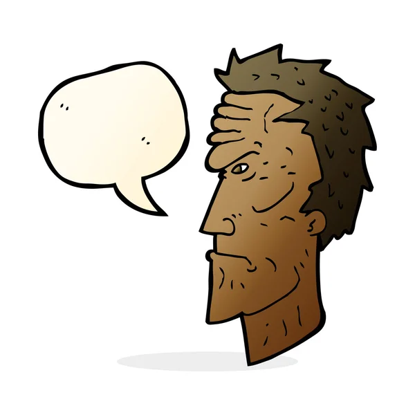 Karikatur wütendes Gesicht mit Sprechblase — Stockvektor