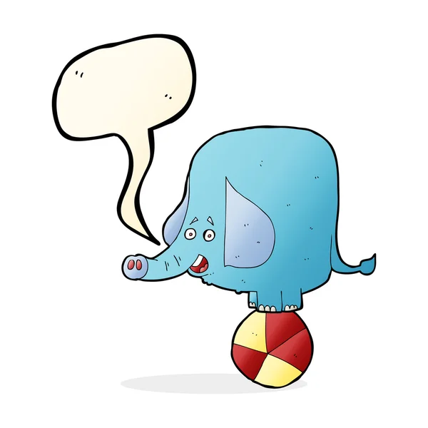 Éléphant de cirque de dessin animé avec bulle vocale — Image vectorielle