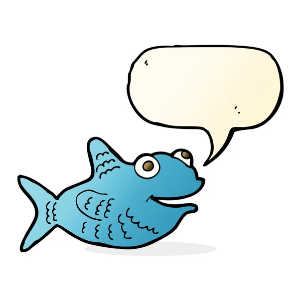 Dessin animé poisson heureux avec bulle de parole — Image vectorielle