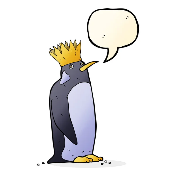 Cartoon emperor penguin with speech bubble — Stock Vector