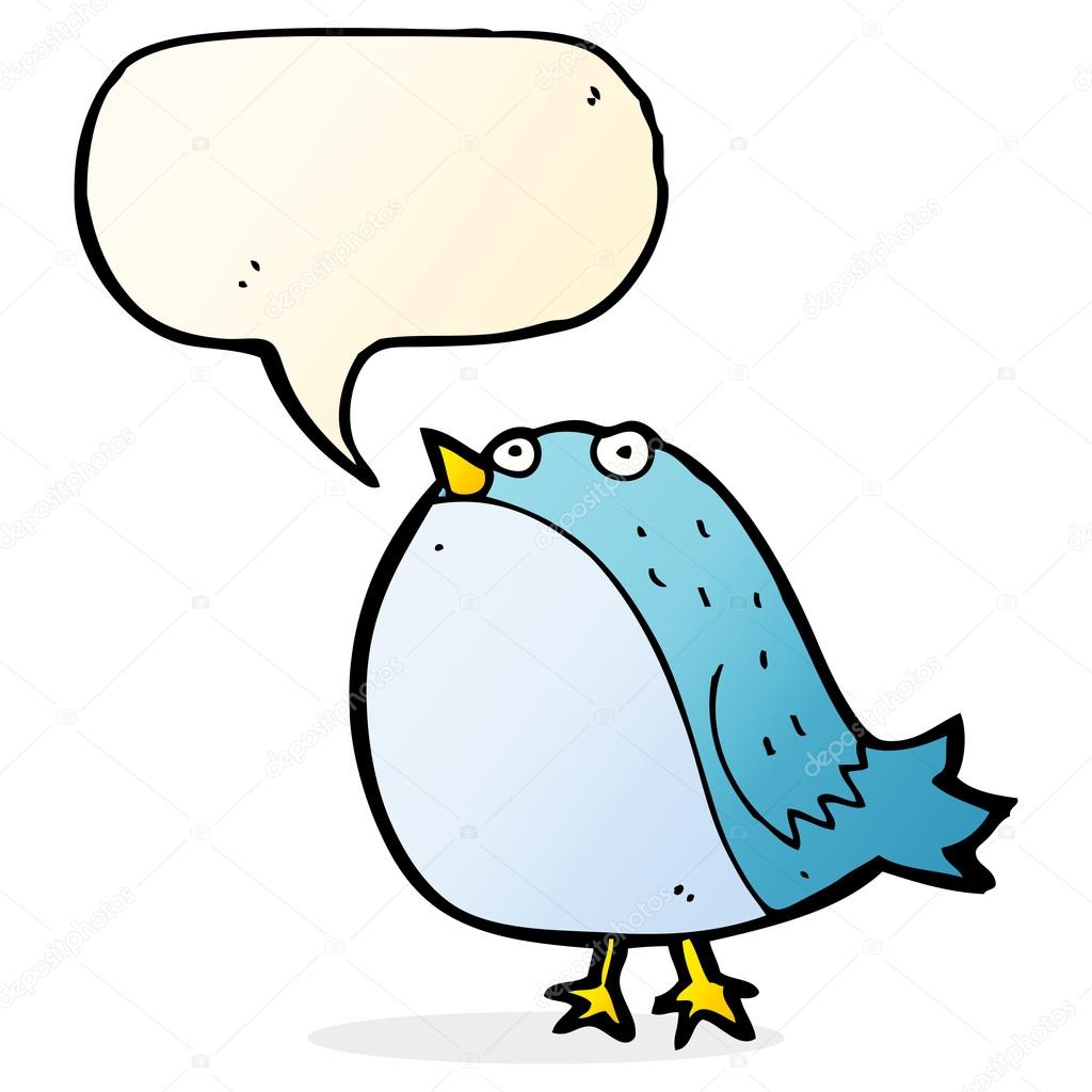 cartoon fat bird with speech bubble